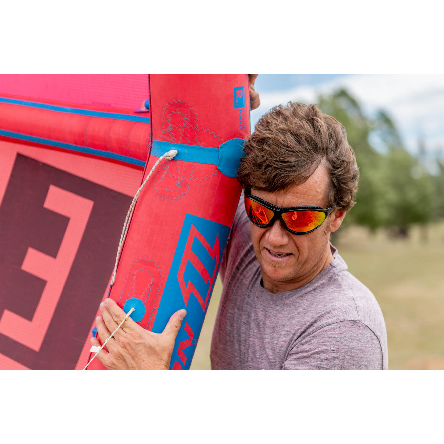 Gafas de deportes acuáticos OCEAN TIERRA DE FUEGO - Negro brillante / Revo roja