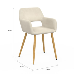 Chaises Heidi en velours beige et pieds bois - lot de 2