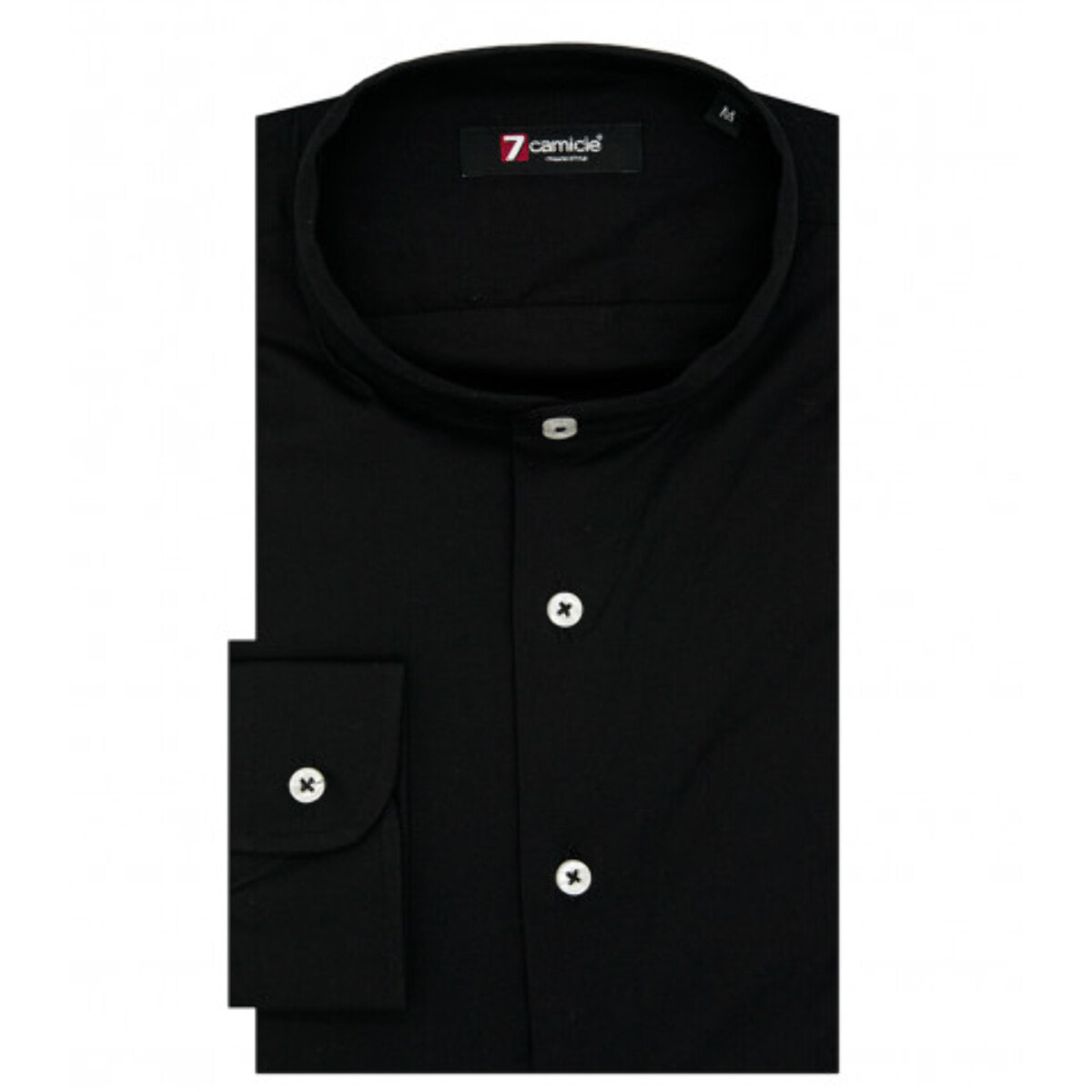 Camicia Uomo Coreano Slim Popeline Stretch Unito Nero