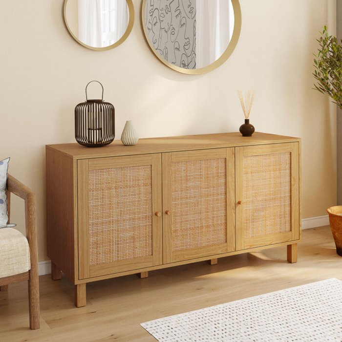 Buffet Erin 3 portes en cannage L113cm