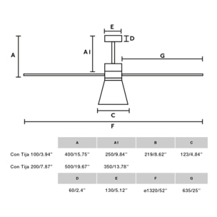 AMELIA L CONE LED Ventilateur noir