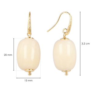 Orecchini Pendenti in Argento 925 Placcati Oro Giallo 18kt con Pietra Naturale Quarzite Crema
