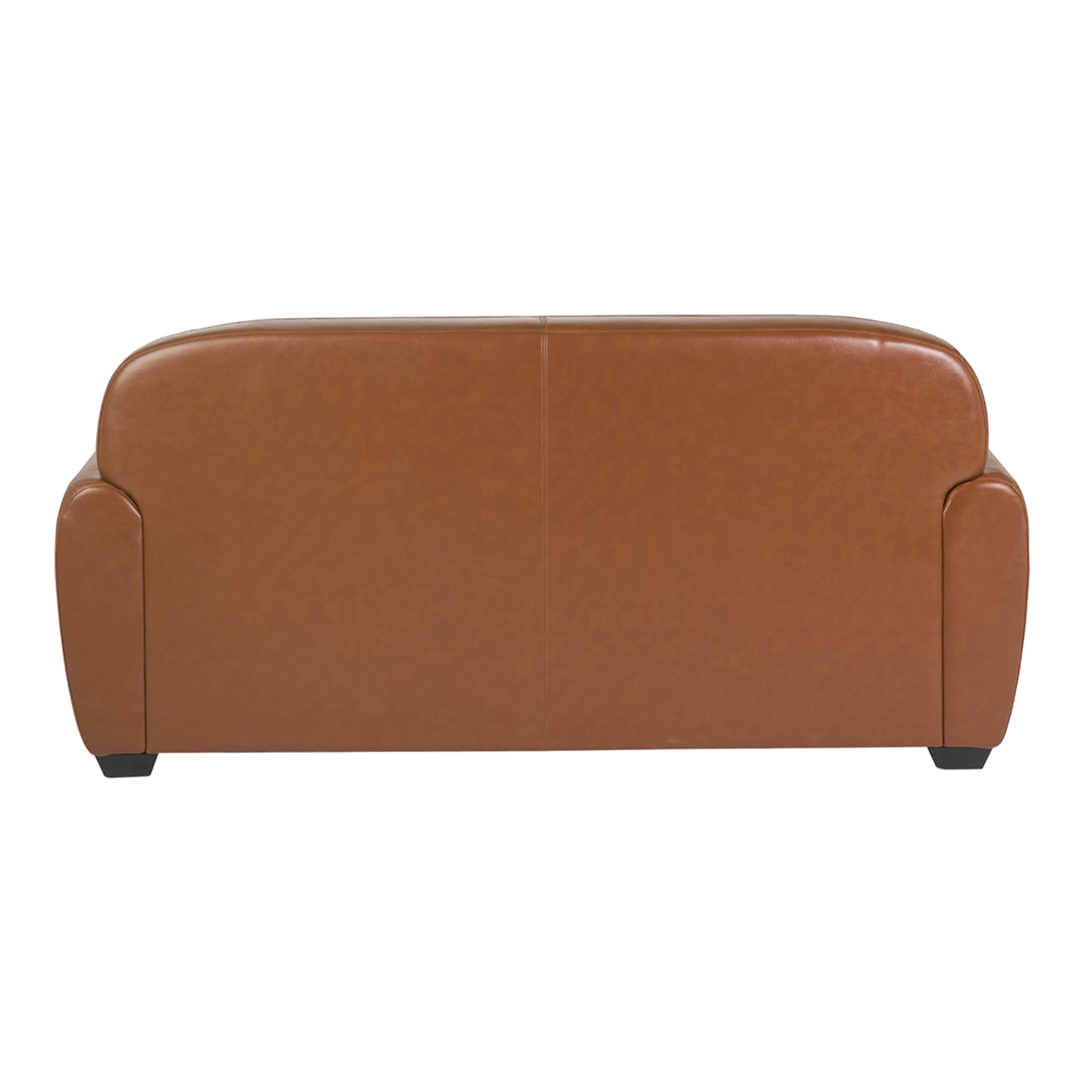 Canapé convertible vintage 3 places cuir marron et bois noir avec matelas 9 cm CLUB