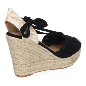 Sandalia de Cuña de Yute para Mujer, Diseño Comodo y Moderno, Elegante con Cintas