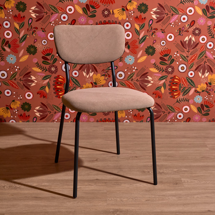 Lot de 4 Chaises - HOME DECO FACTORY - Jules - Côtelées - Confortables - Taupe