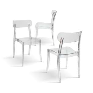 Set di 4 sedie GHENT in polipropilene trasparenti, impilabili