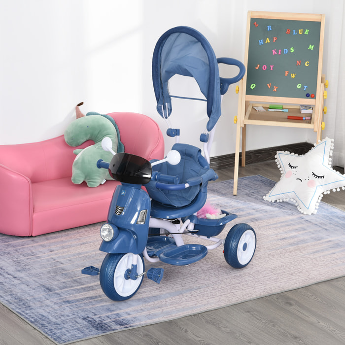 Triciclo Infantil con Luz y Música Barra de Seguridad Azul