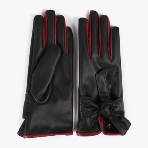 Guanti Effetto Pelle con Fiocco