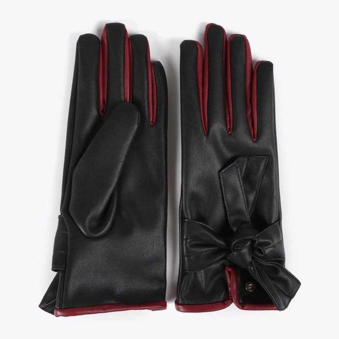 Guanti Effetto Pelle con Fiocco