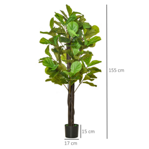 Planta Artificial Higuera en Maceta Altura 155 cm con 114 Hojas Árbol Falso Interior para Decoración Hogar Salón Dormitorio Verde