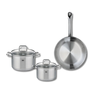 Ensemble de 1 Poêle de cuisson 28 cm et 2 faitouts 16 et 20 cm Elo Profi Citrin