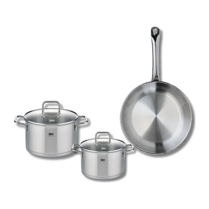 Ensemble de 1 Poêle de cuisson 28 cm et 2 faitouts 16 et 20 cm Elo Profi Citrin