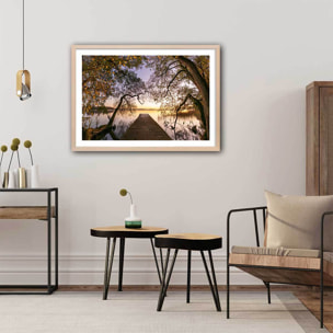 Affiche Au bout du lac, le saut Affiche + cadre en bois - Chêne