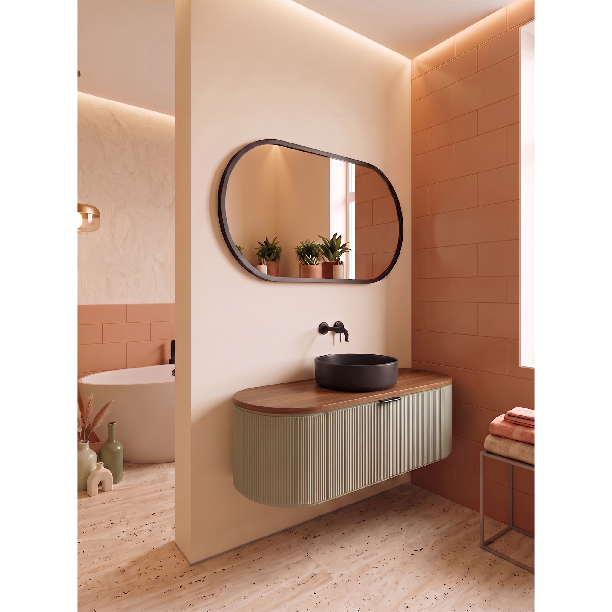 MOBILE DA BAGNO GLOBO 120 VERDE, NOCE E NERO - 4 PEZZI