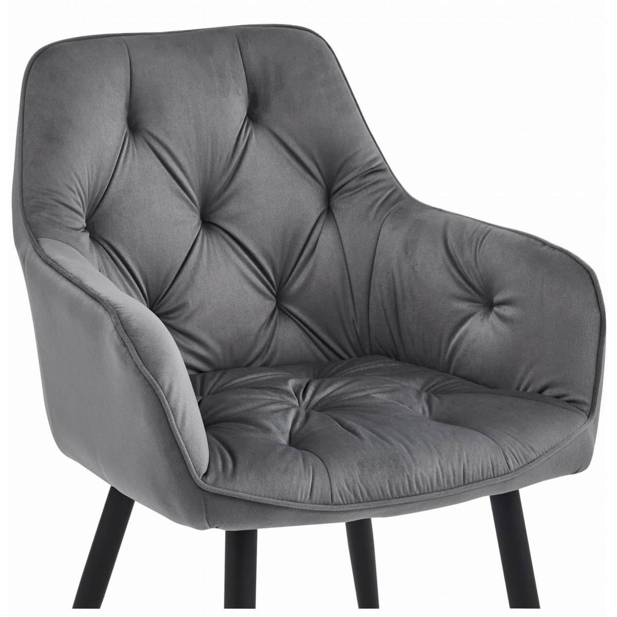 Sedia poltroncina Jork in velluto grigio scuro e metallo
