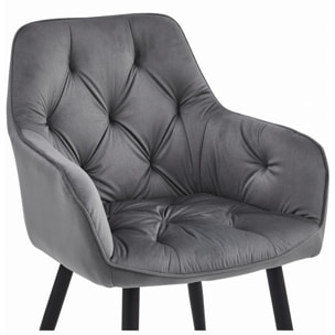 Sedia poltroncina Jork in velluto grigio scuro e metallo