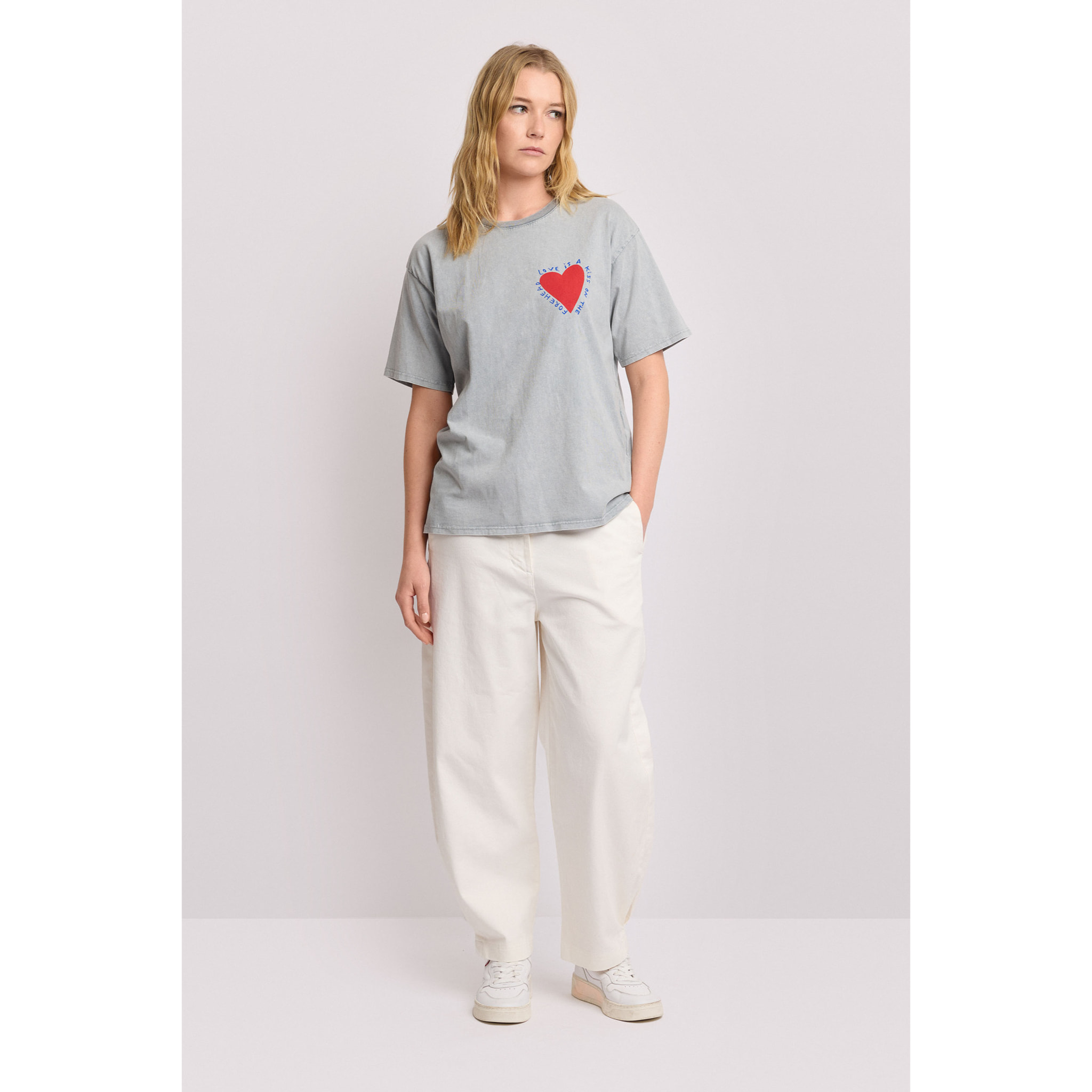 Kocca - T-shirt con stampa a cuore Donna, Tinta unita, Girocollo