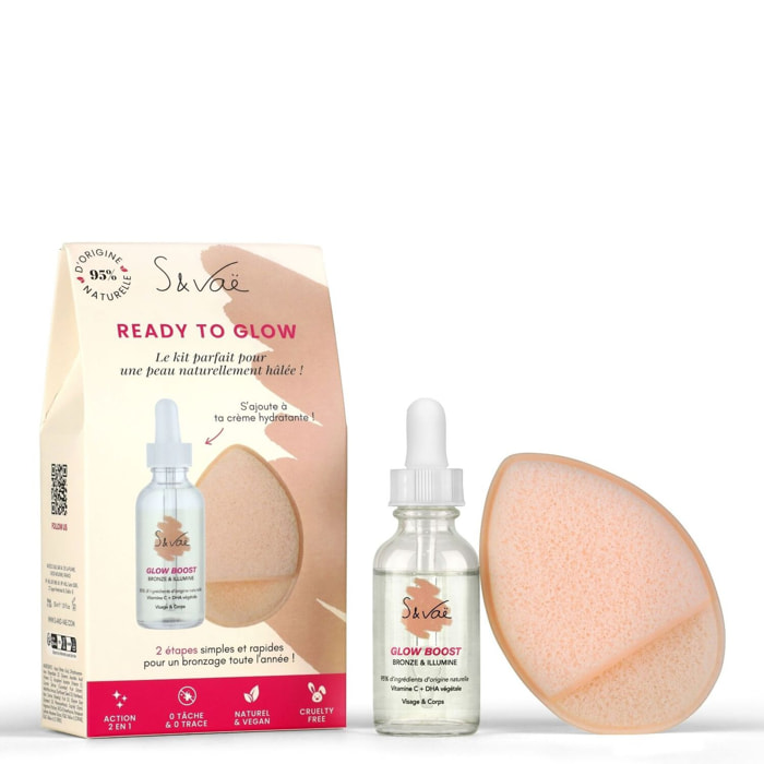 Ready To Glow - Kit Sérum Autobronzant 30 ml + Eponge Exfoliante visage