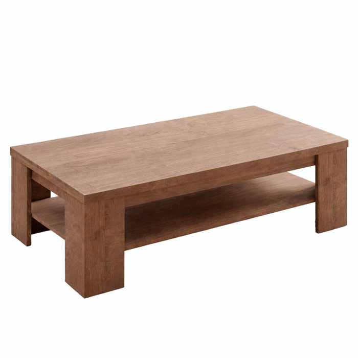 Tavolino Da Caffè Con Ripiano Inferiore E Vano A Giorno Tavolo Basso Moderno Design Elegante Minimal Per Salotto 41 x 130 x 67 Cm Colore Noce