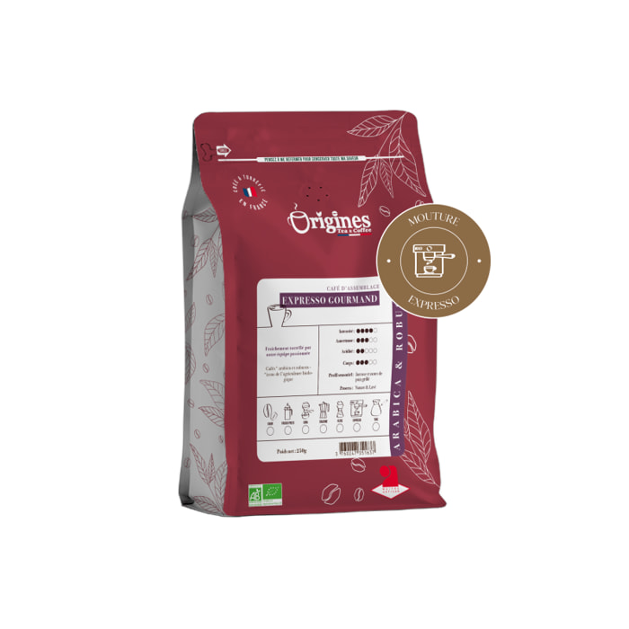 Café Bio - Expresso Gourmand - Blend Arabica et Robusta - Expresso 250g