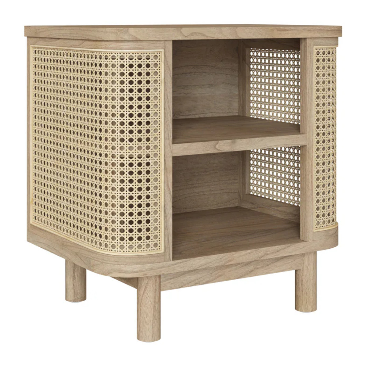 Table de chevet en bois massif et cannage - Antik