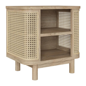 Table de chevet en bois massif et cannage - Antik