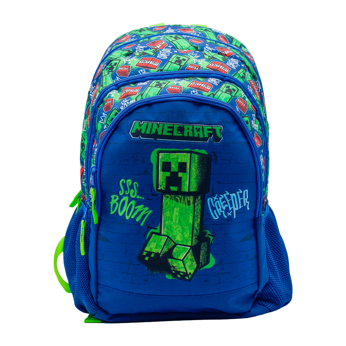 Zaino Primario Minecraft Boom Creeper a doppio scomparto, ad alta capacità e adattabile a carrello.