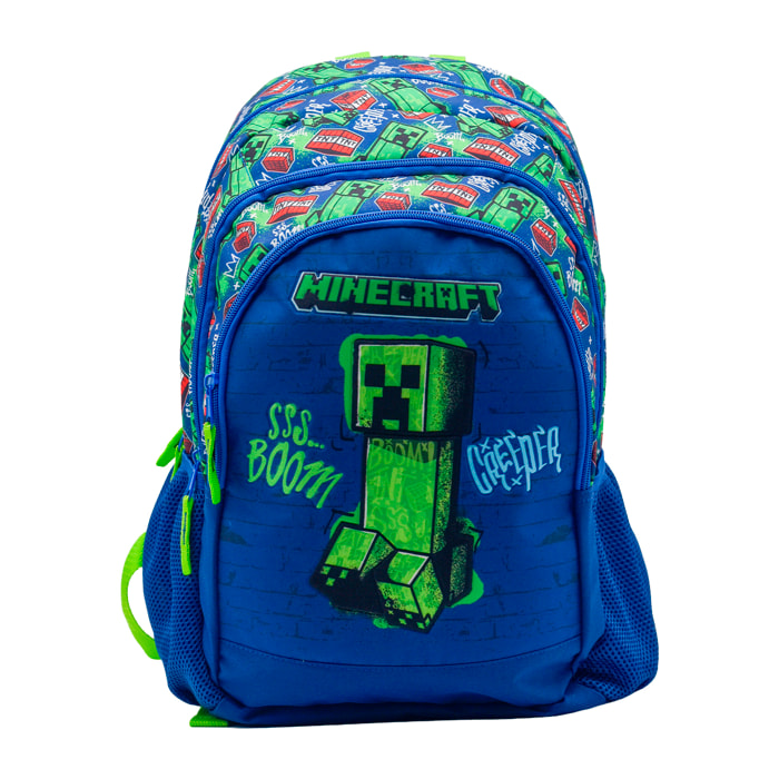 Zaino Primario Minecraft Boom Creeper a doppio scomparto, ad alta capacità e adattabile a carrello.