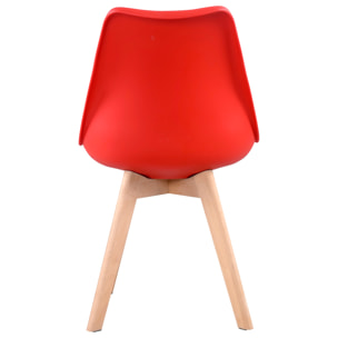 Lot de 4 chaises scandinaves NORA rouge avec coussin