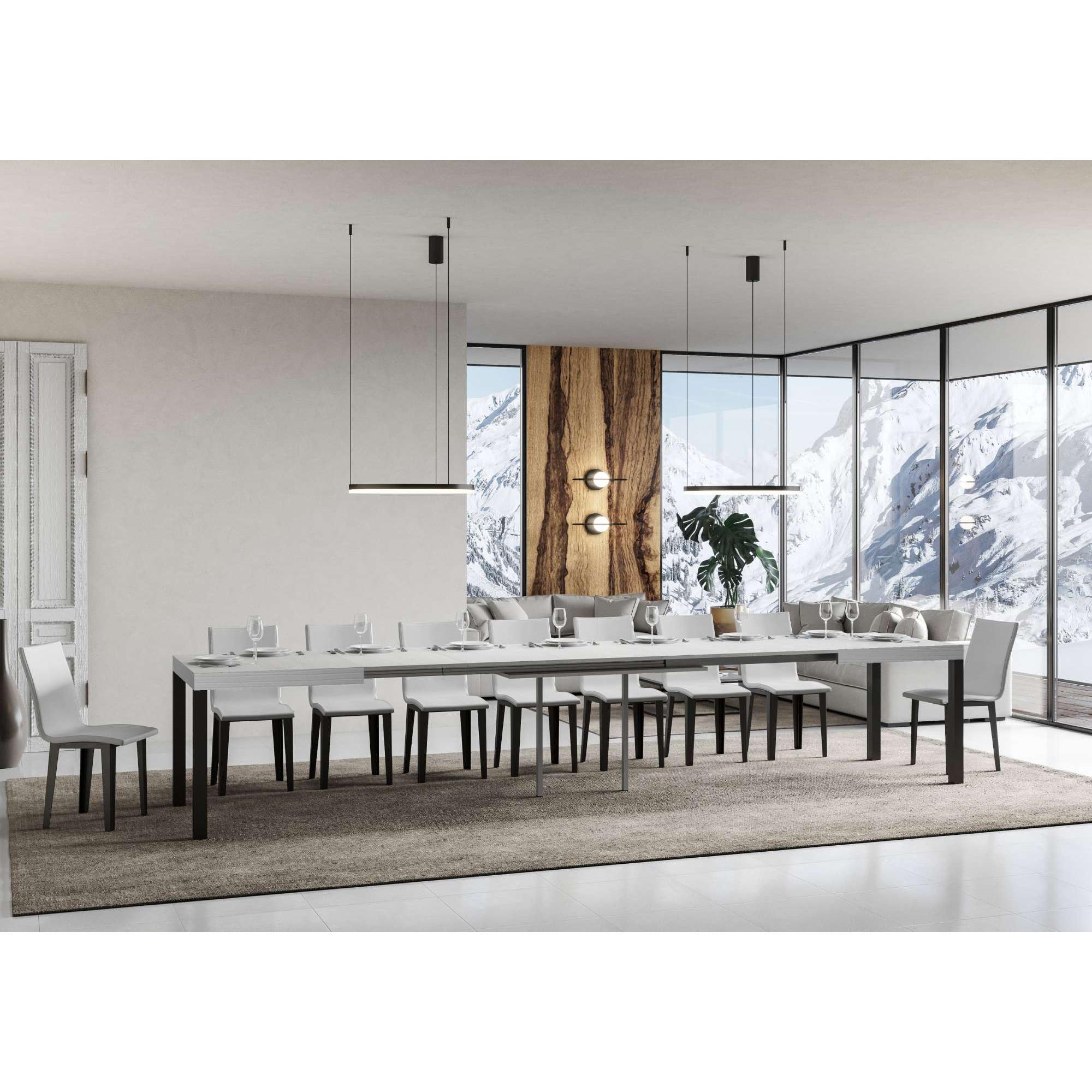 Mesa extensible 90x180/440 cm Everyday Fresno Blanco estructura Antracita