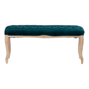 Pie Cama Velvet Capitone Patas Madera 110x36x47 Cm