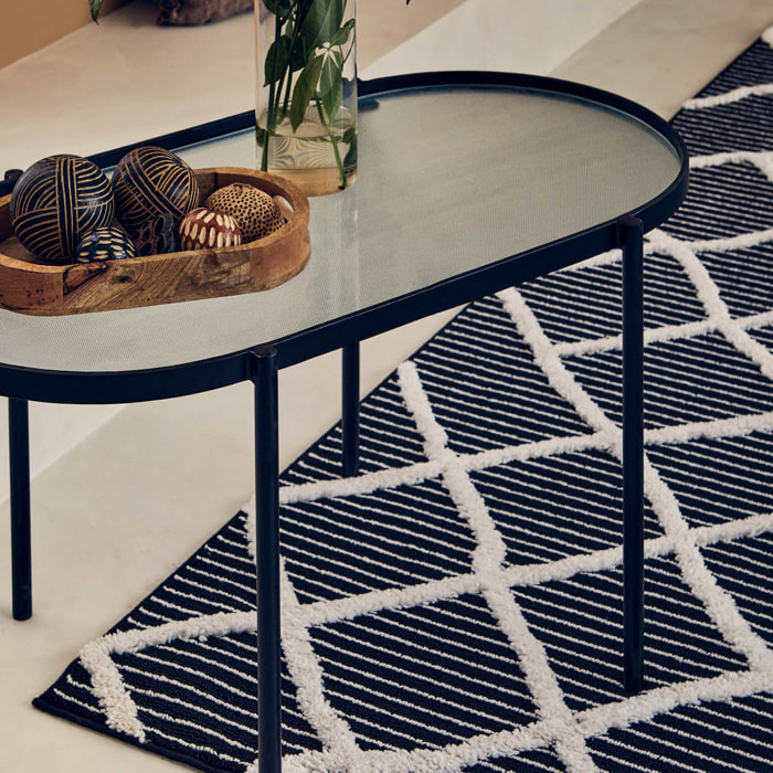Nala - tapis moderne motif losange, noir