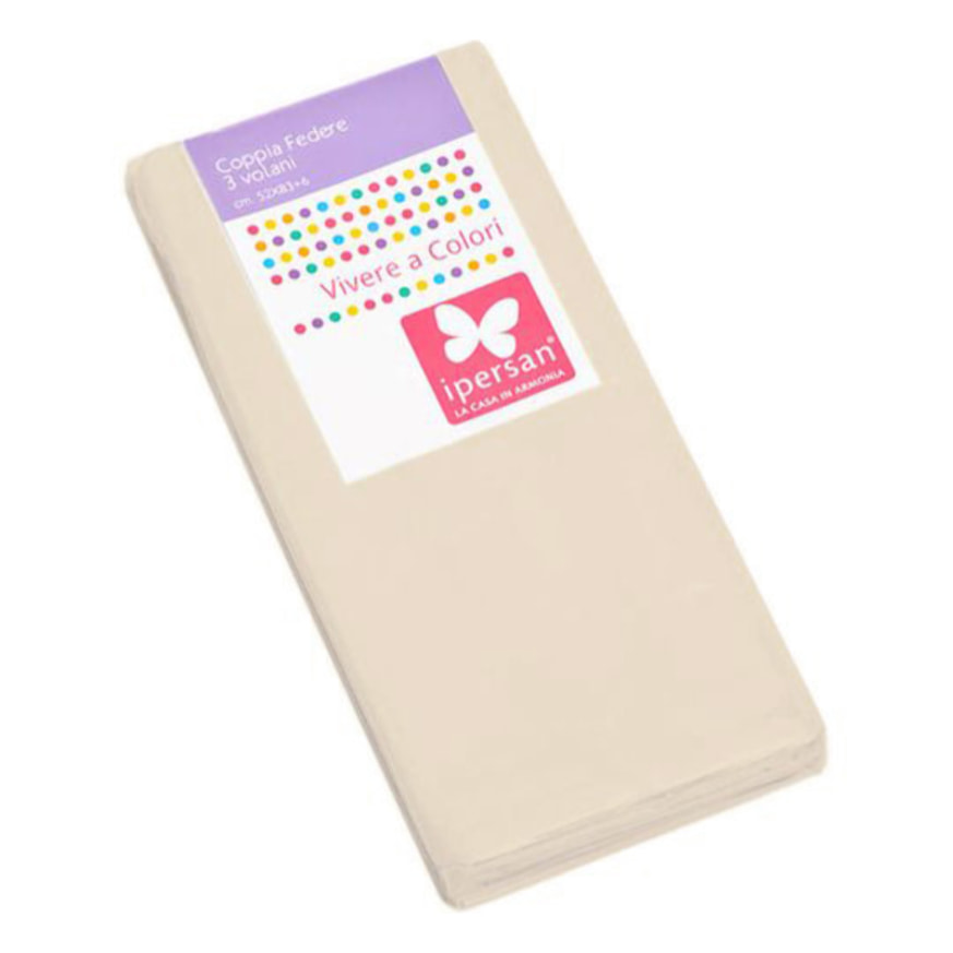 Coppia Federe 3 volani IPERSAN Puro Cotone Beige