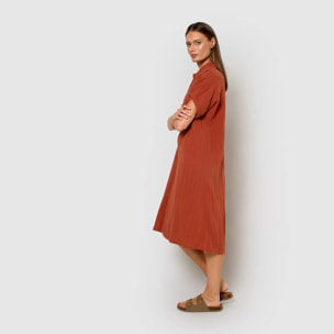 Vestido midi manga fluida muselina caldera