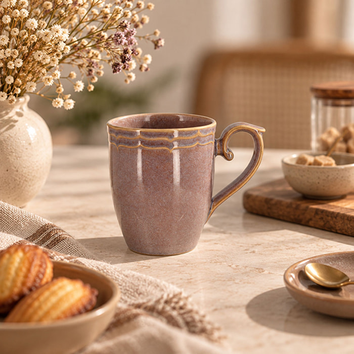 Lot de 6 mugs 30cl en grès violet SIGNATURE