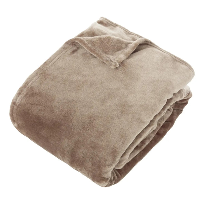 Plaid flanelle Ollis beige lin 260x240cm