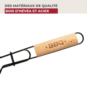 Lot de 2 grilles barbecue 35/25,5/54 cm en acier inoxydable et bois Fackelmann Barbecue
