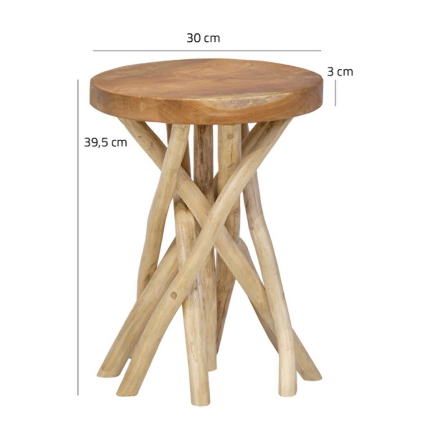 Tabouret d'appoint 40cm de haut en assemblage de bois de teck - FIGARO