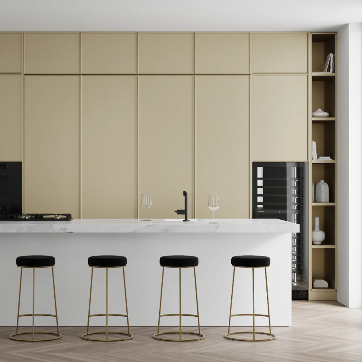 Lot de 2 tabourets pour îlot central 63 cm en velours noir - Kendal