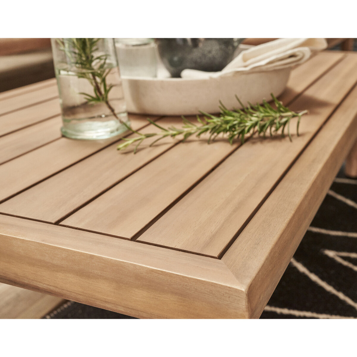 Papeete - salon bas de jardin 4 places + table - en bois d'acacia FSC  100% - Bois / Beige