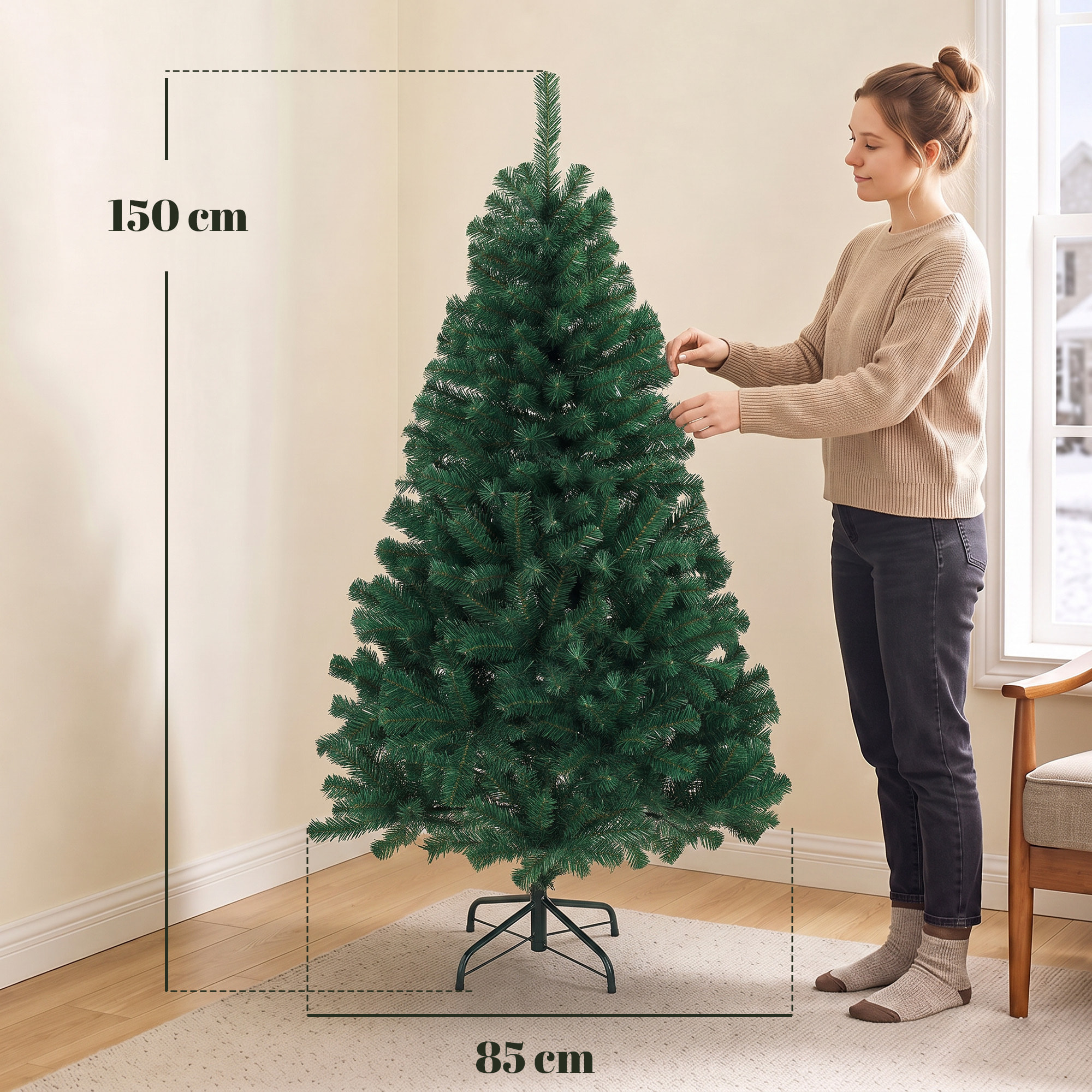 Sapin de Noël artificiel H.150cm 420 branches vert