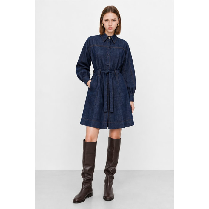Kocca - Abito a camicia in denim da donna con bottoni e cintura Donna