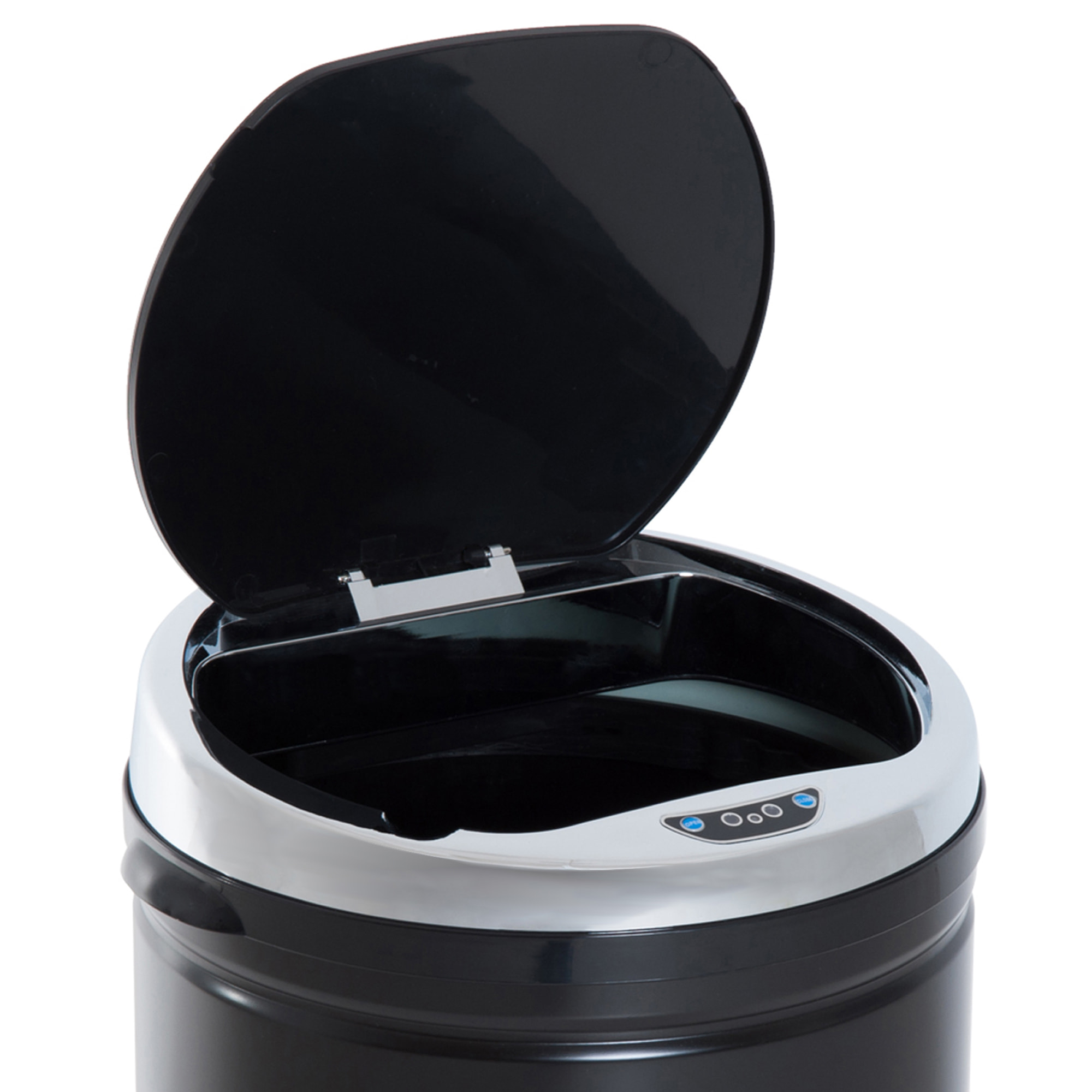 Poubelle automatique détecteur de mouvement 50L bac amovible acier inox. noir