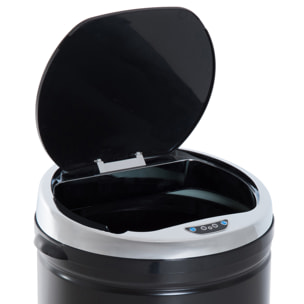 Poubelle automatique détecteur de mouvement 50L bac amovible acier inox. noir