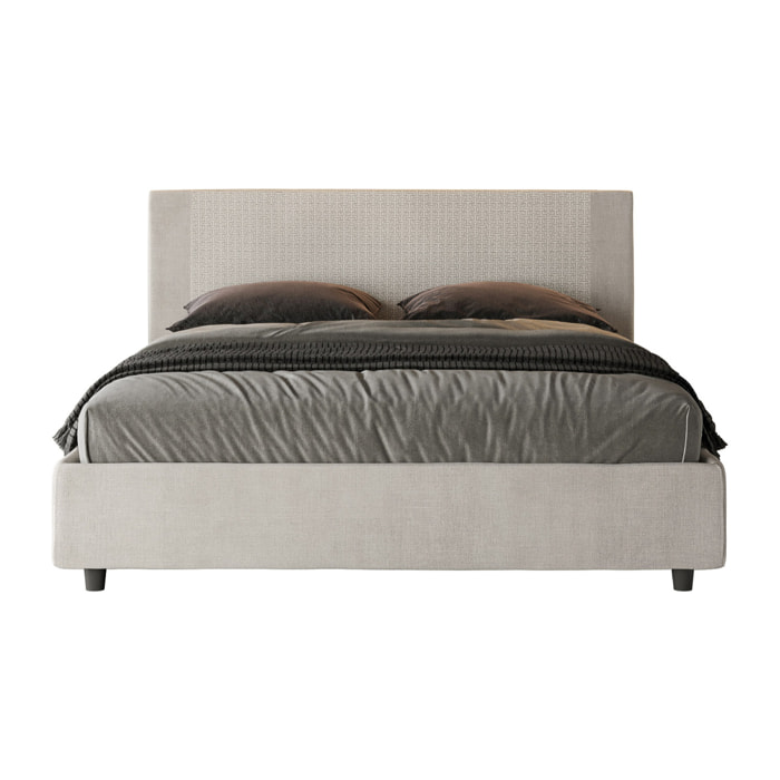 Letto matrimoniale con rete imbottito 160x210 tessuto Labirinto 01 bianco Rosal