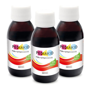 PEDIAKID - Complément Alimentaire Naturel Pediakid Fer + Vitamines B - Formule Exclusive au Sirop d'Agave - Optimise les Apports en Fer - Contribue à Réduire la Fatigue - Lot de 3 Flacons 125ml