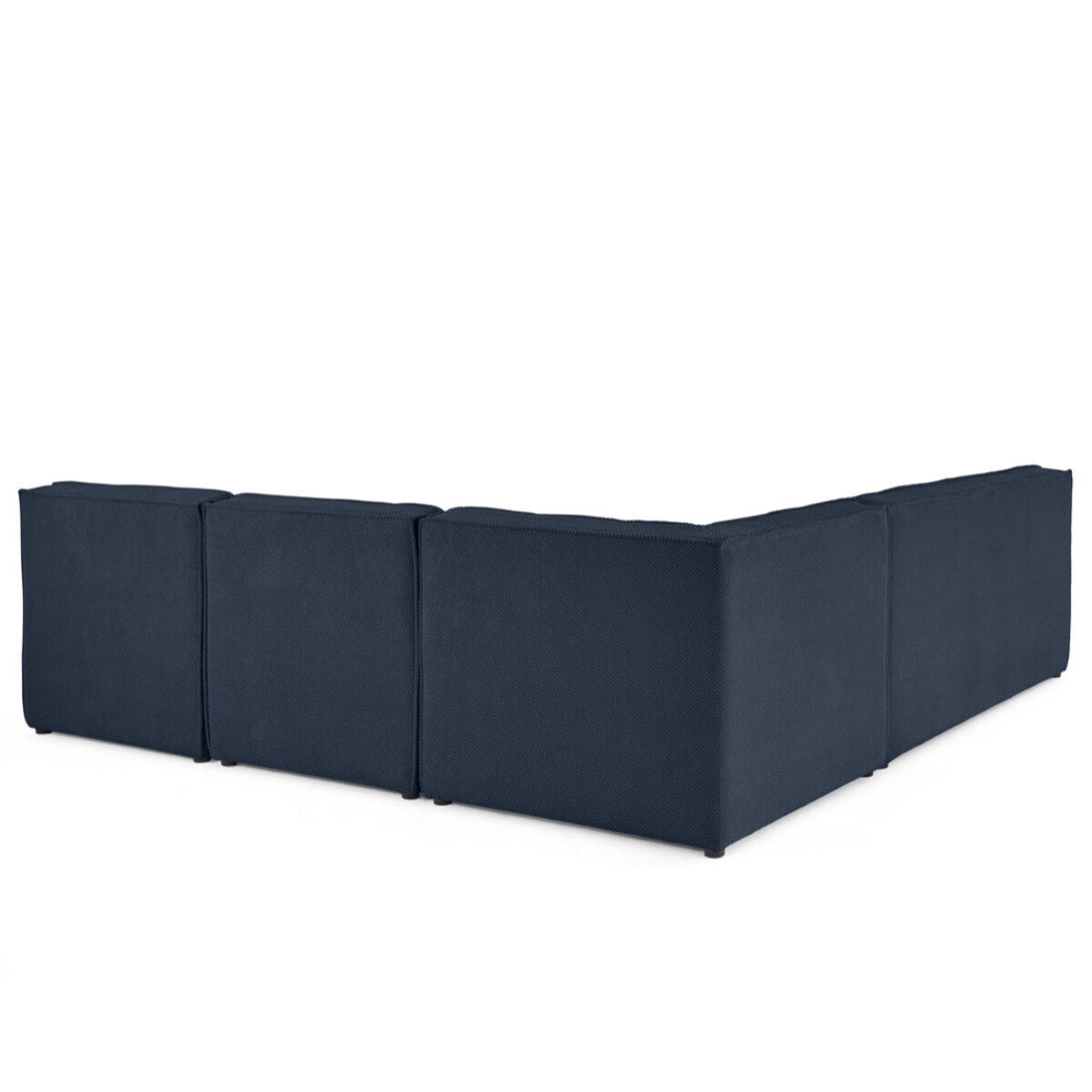 Ellie - canapé modulable d'angle réversible 5 places en velours texturé - Bleu marine