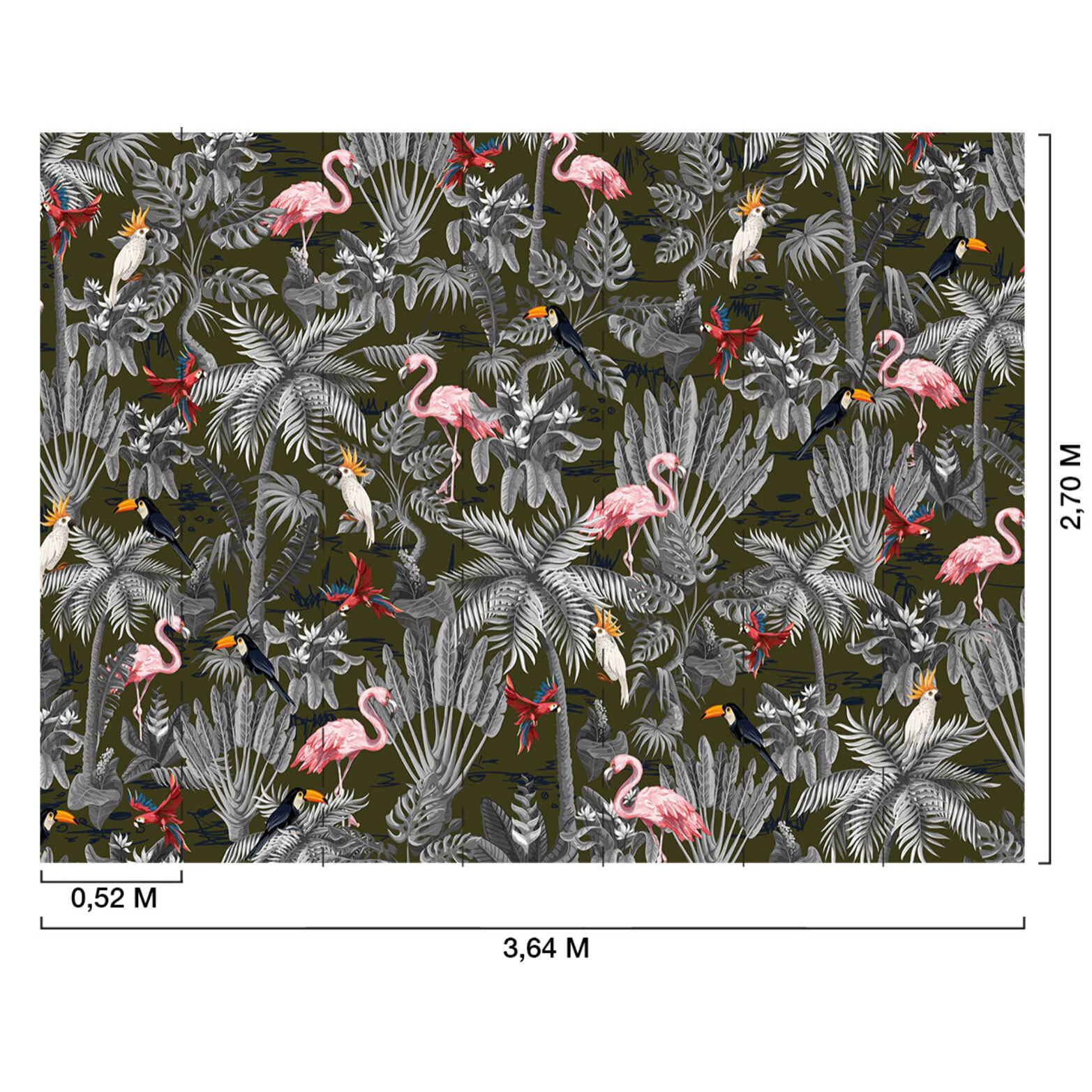Papier peint panoramique flamants tropicaux Intissé