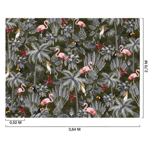 Papier peint panoramique flamants tropicaux Intissé