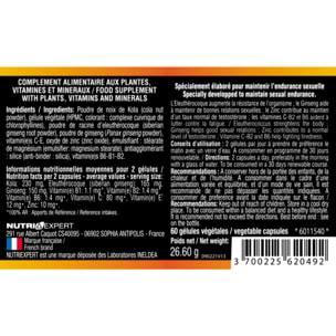 NUTRI EXPERT - Sex Control - Complement alimentaire aux extraits de plantes, vitamines et minéraux - Maintient le taux de testostérone - Augmente la résistance de l'organisme - Cure 30 jours